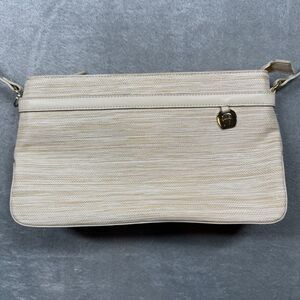 Etienne Aigner Shoulder Bag Beige Jute & Polyester Multi-Compartment Classic